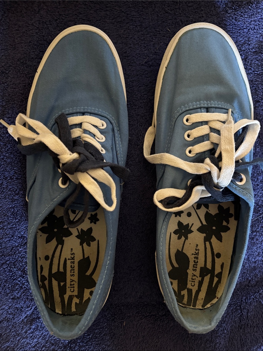 Women’s Blue Canvas Lace-Up Sneakers with Contrasting Laces